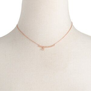 NWT COACH Signature Pave Bar‎ Charm Frontal Necklace Rose Gold w/Crystals 91431